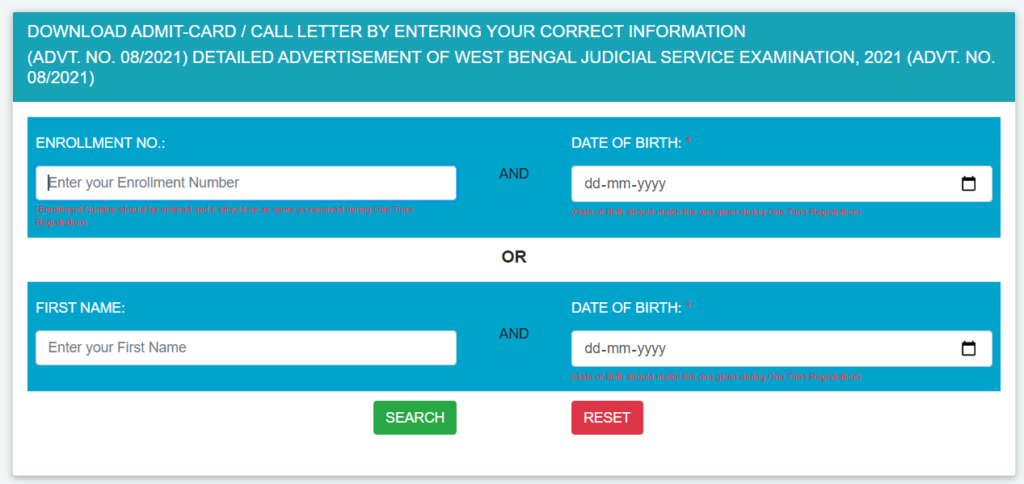 admit card of wbpsc workshop instructor 2021 exam